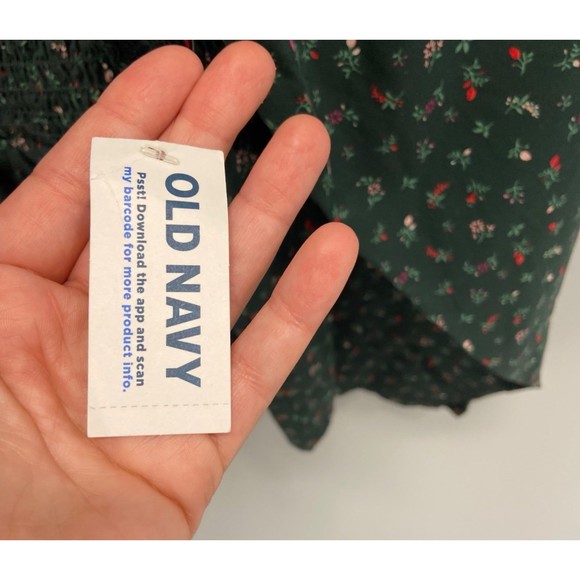 Old Navy Forest Green Floral Blouse - Picture 6 of 12